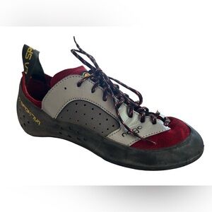 La Sportiva Nago Climbing Shoes Men 8.5 Women 9.5 Eur 41 Red Gray Silver Black